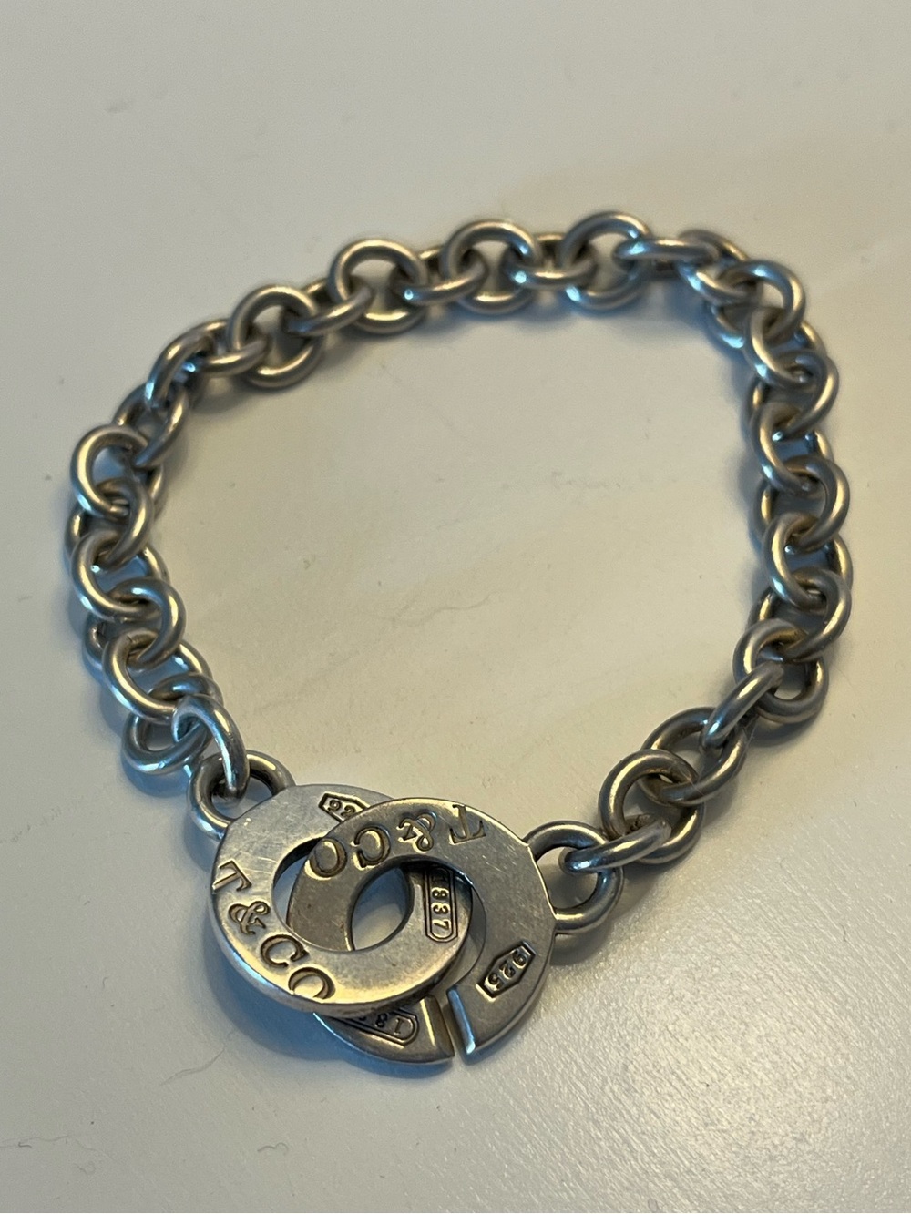 Tiffany & Co. 1837 Sterling Silver Circle Link Bracelet 925 7.75”